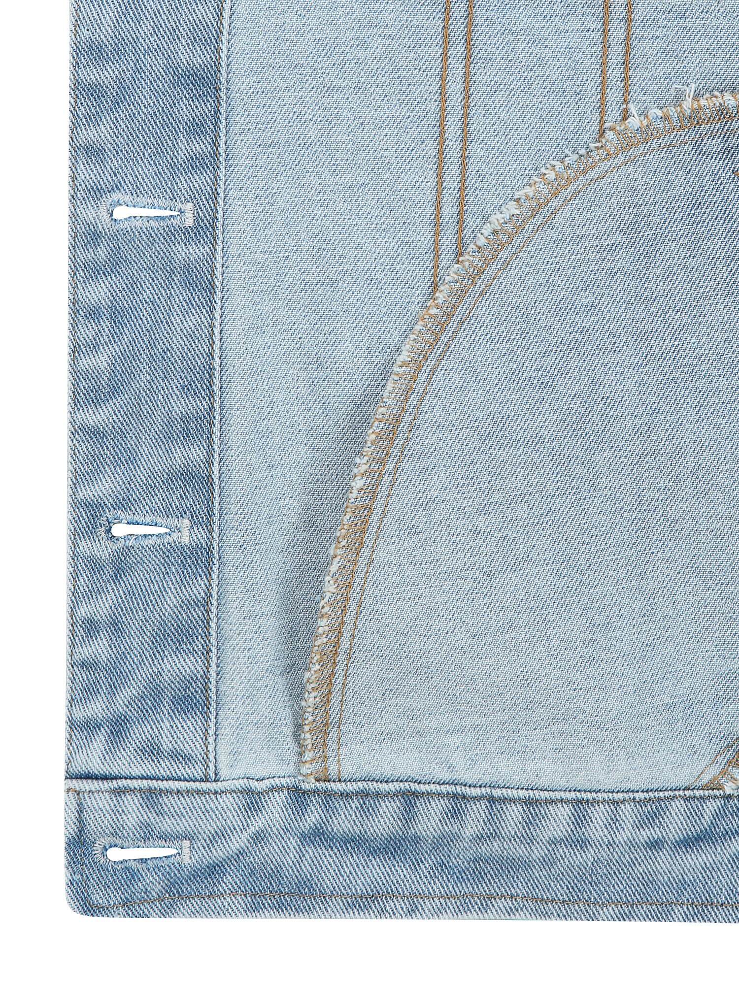 페이크 레더 배색 데님 재킷 (BLUE)