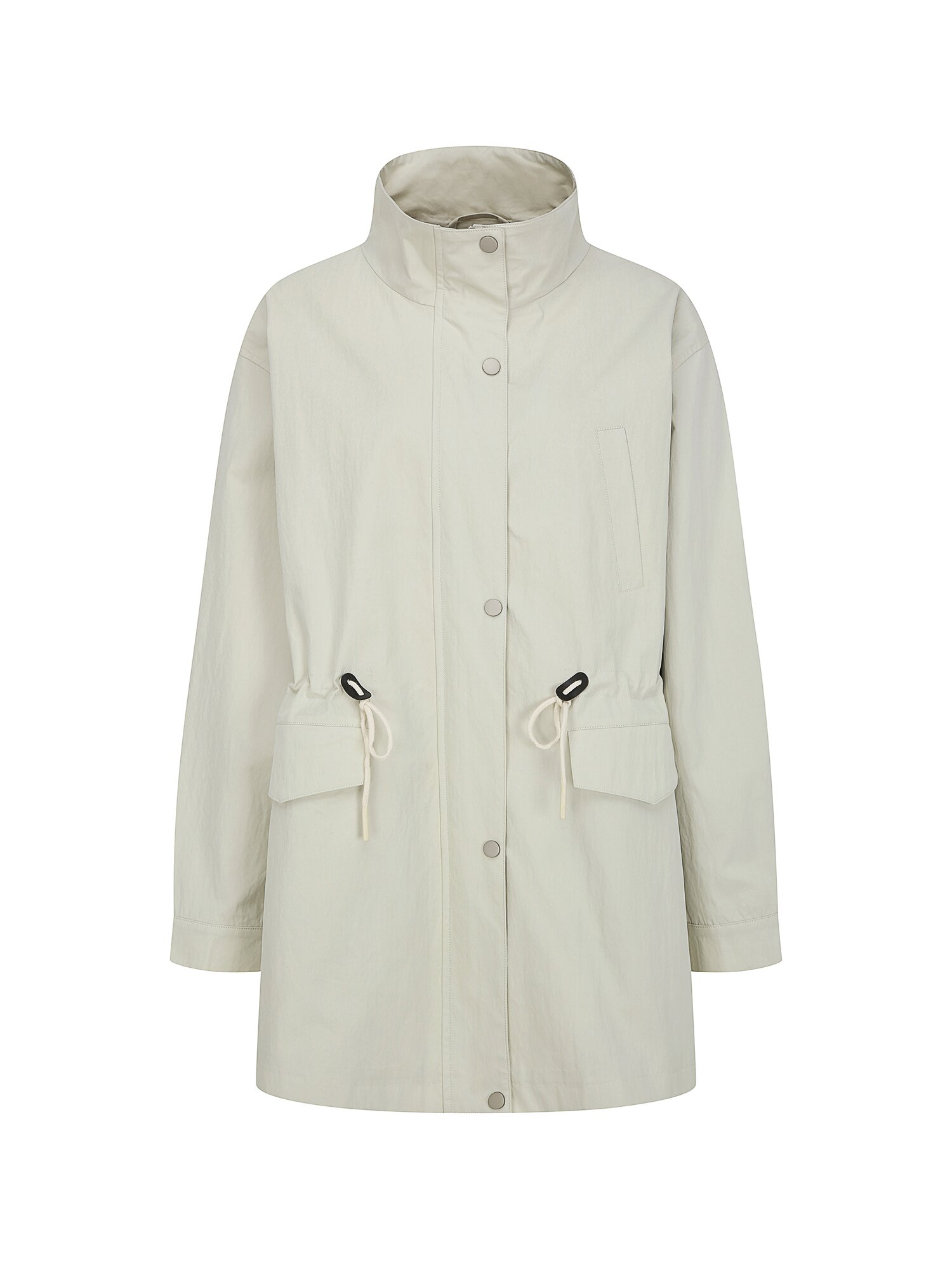 오버핏 스트링 하이넥 하프 재킷 (CREAM)