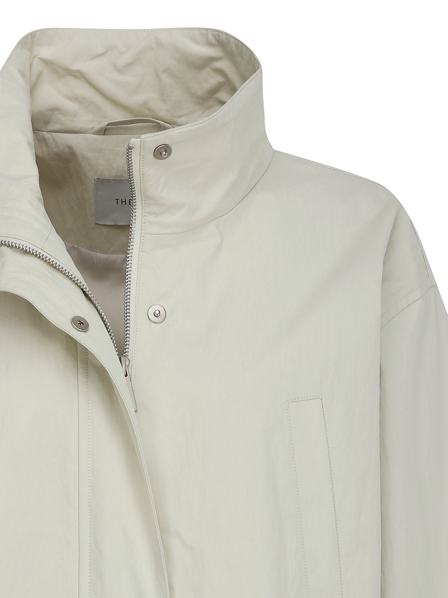 오버핏 스트링 하이넥 하프 재킷 (CREAM)