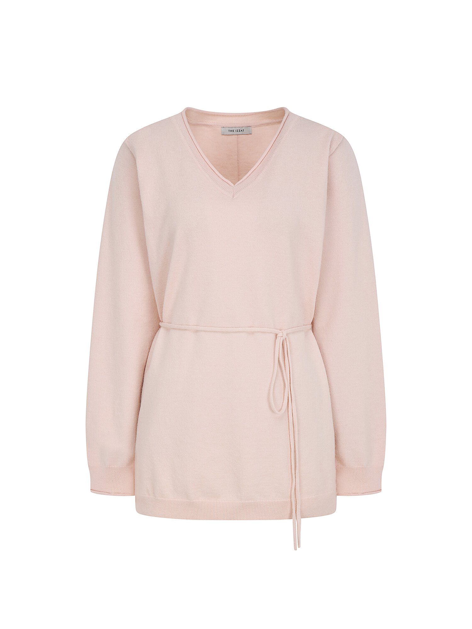 벨티드 브이넥 풀오버 니트 (LIGHT PINK)