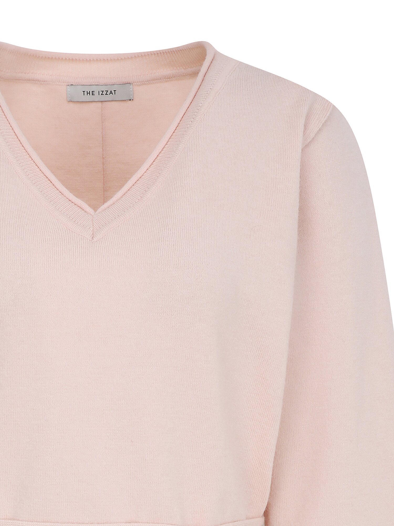 벨티드 브이넥 풀오버 니트 (LIGHT PINK)