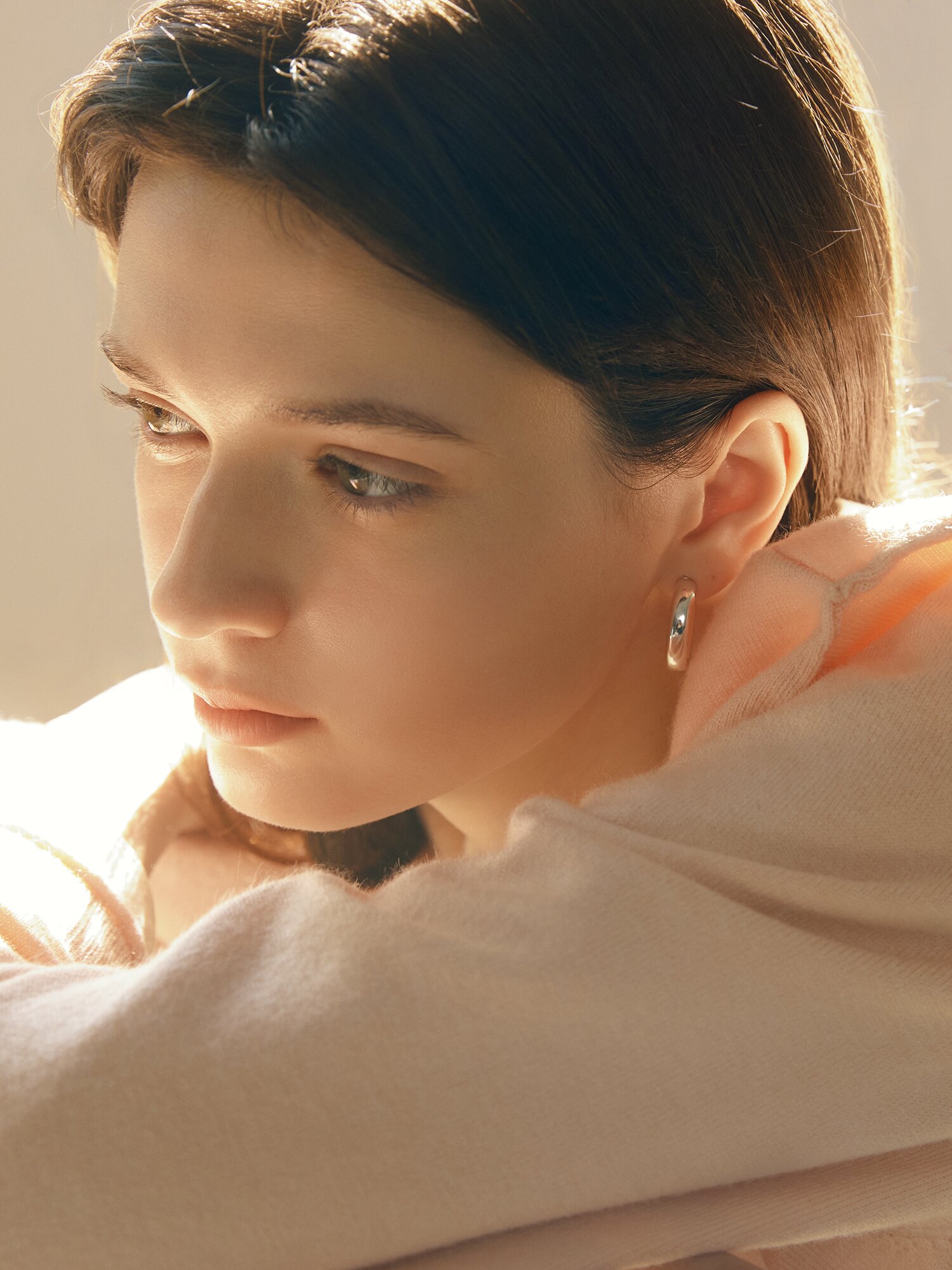 벨티드 브이넥 풀오버 니트 (LIGHT PINK)