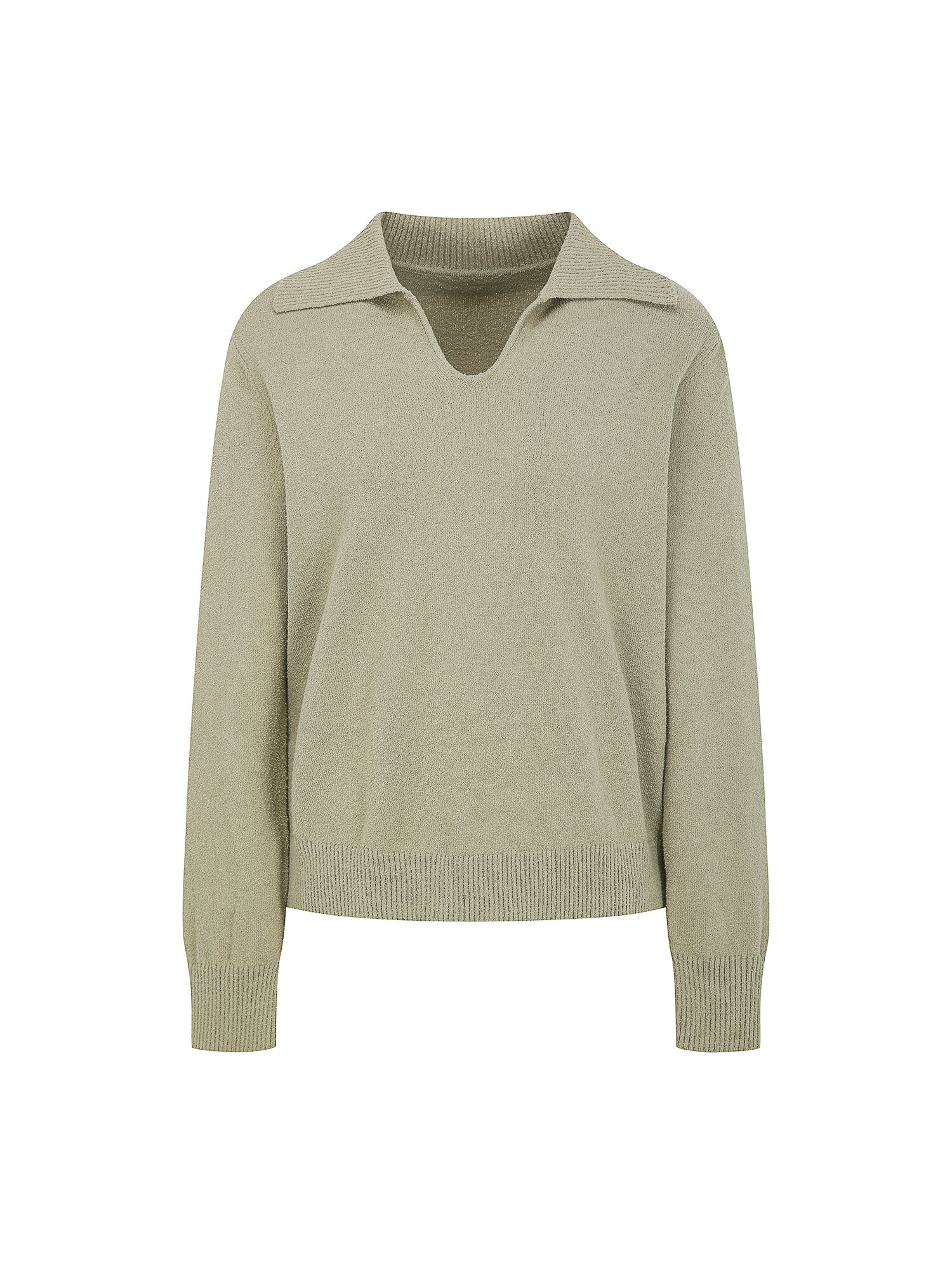 루즈핏 슬릿 칼라 풀오버 니트 (LIGHT KHAKI)