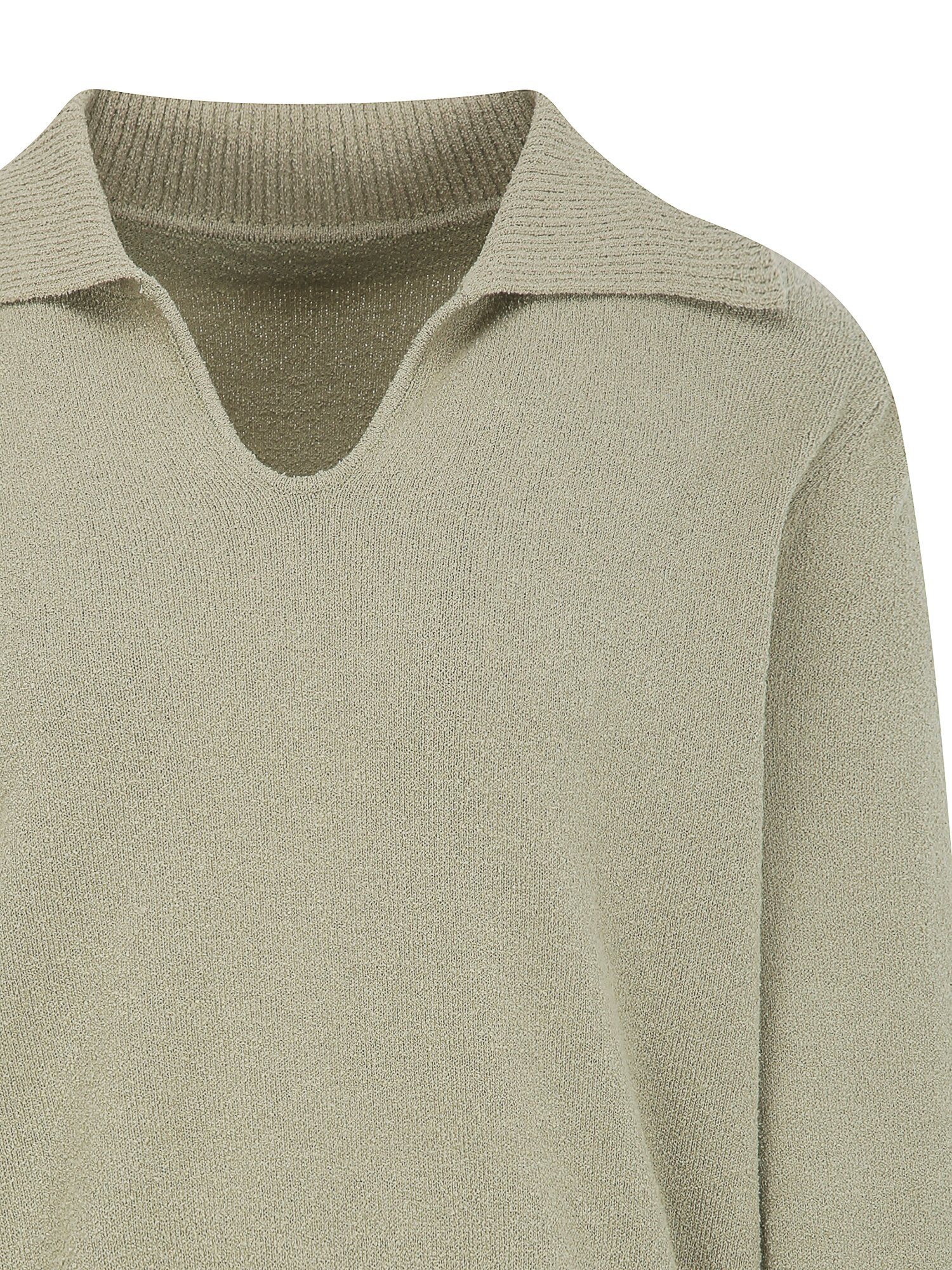 루즈핏 슬릿 칼라 풀오버 니트 (LIGHT KHAKI)