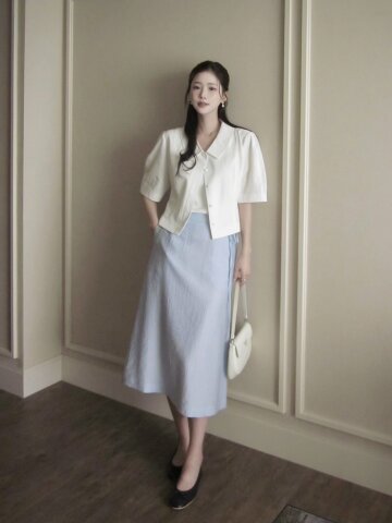 벨티드 링클 A라인 스커트 