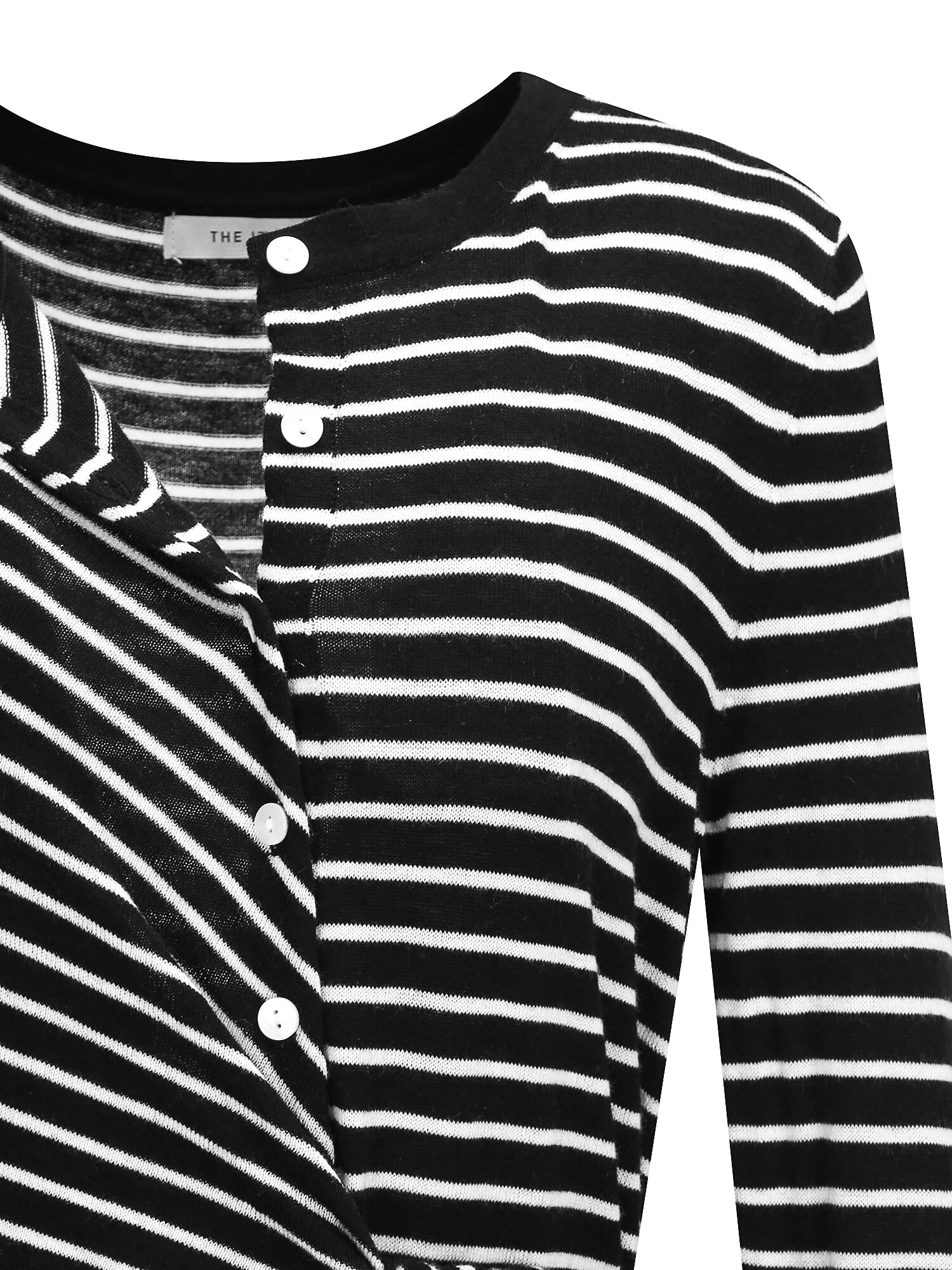 울 트위스트 라운드넥 가디건 (STRIPE BLACK)