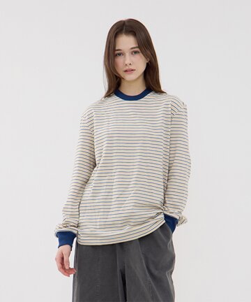 리트미코 스트라이프 롱 슬리브 티셔츠 - 베이지