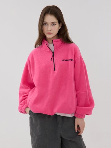 루바토 반 집업 후리스 - 핑크