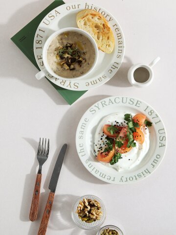 시라쿠스 레터링 접시 20cm  브런치 플레이팅 샐러드 도자기 그릇