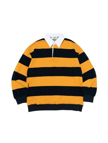 옥스퍼드 스트라이프 폴로 스웨트셔츠 (머스타드/네이비)