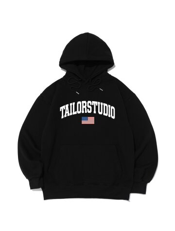 플래그 로고 후드티셔츠 (블랙)