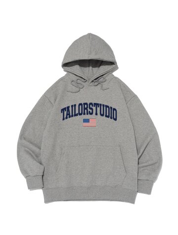 플래그 로고 후드티셔츠 (그레이)