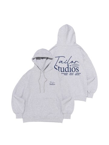 월드 시티 백포인트 후드티 (화이트멜란지)