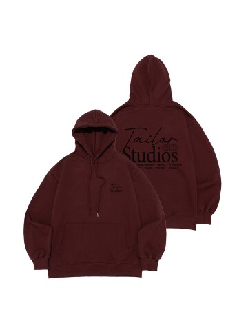 월드 시티 백포인트 후드티 (와인)