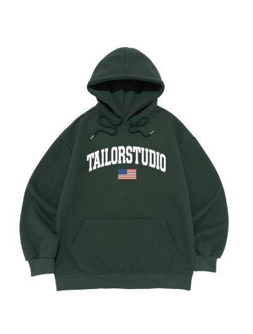 플래그 로고 후드티셔츠 (그린)