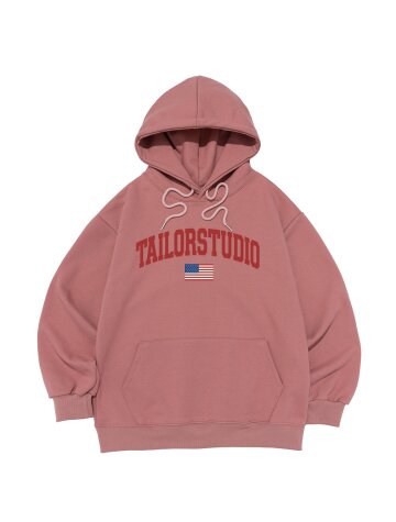 플래그 로고 후드티셔츠 (핑크)