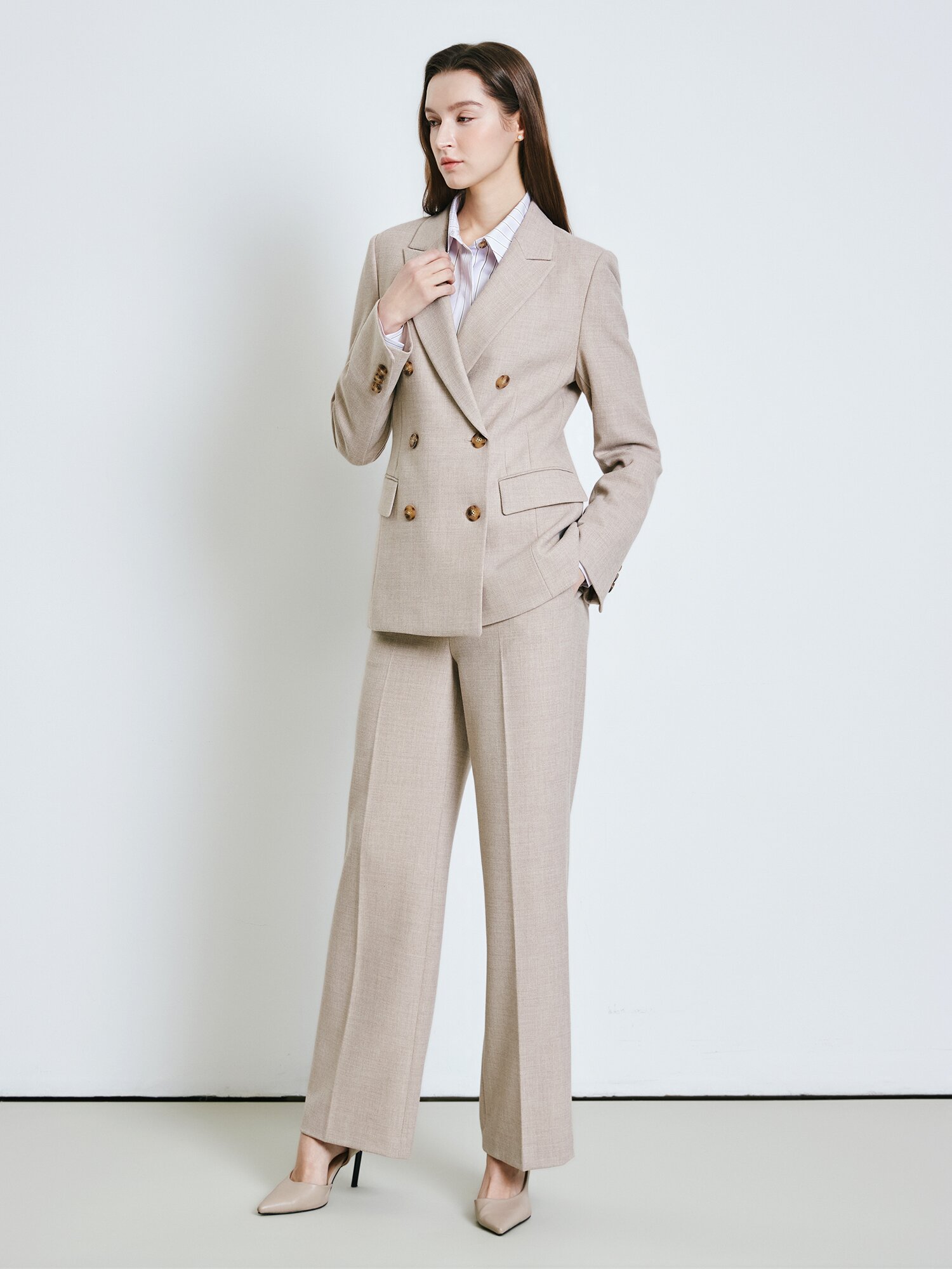 울 멜란지 부츠컷 팬츠 (MELANGE BEIGE)