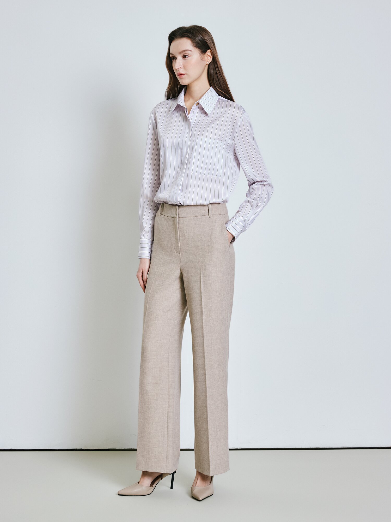 울 멜란지 부츠컷 팬츠 (MELANGE BEIGE)