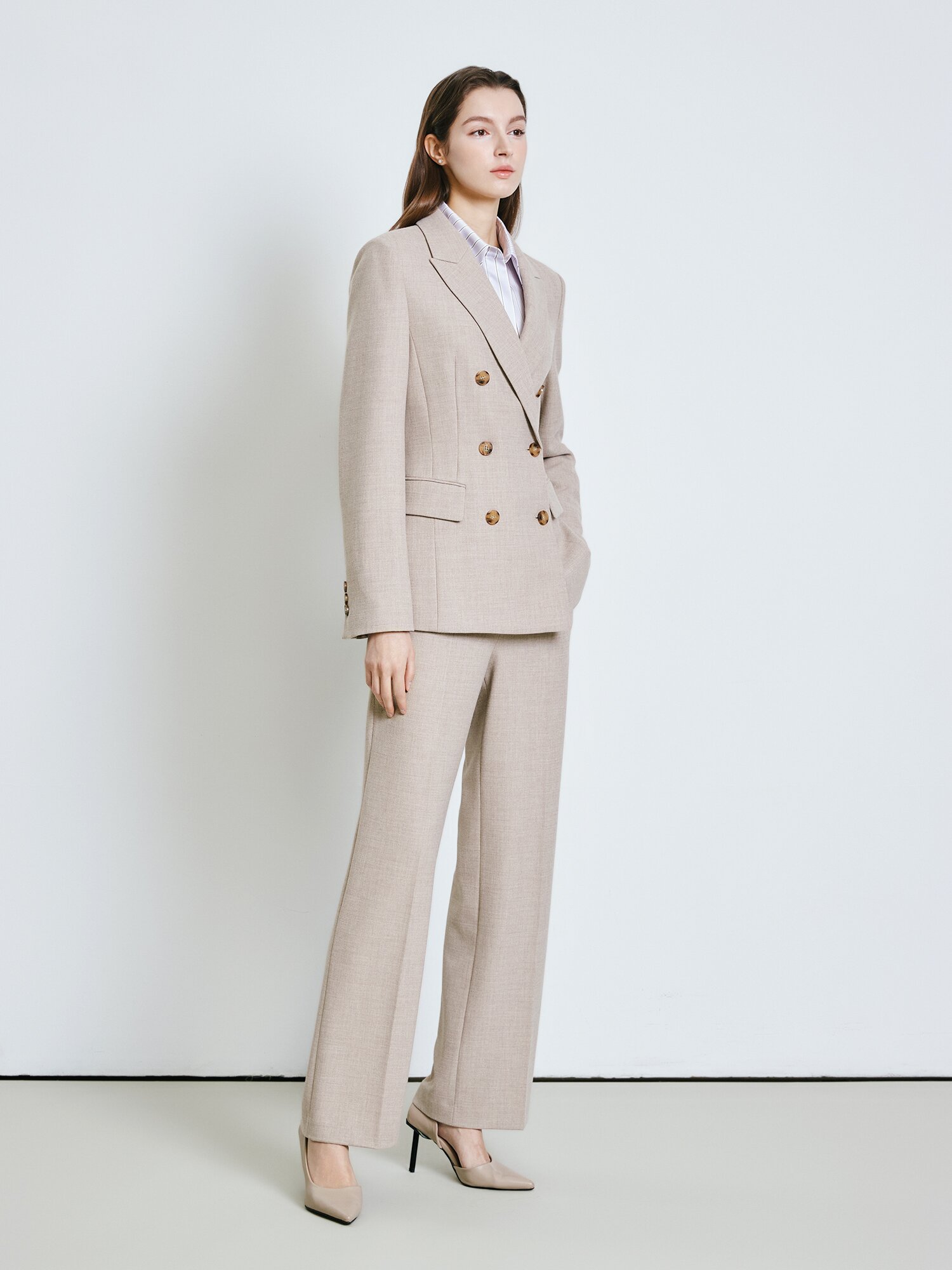 울 멜란지 부츠컷 팬츠 (MELANGE BEIGE)