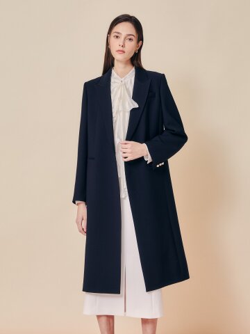 데일리 싱글 브레스티드 롱 재킷 