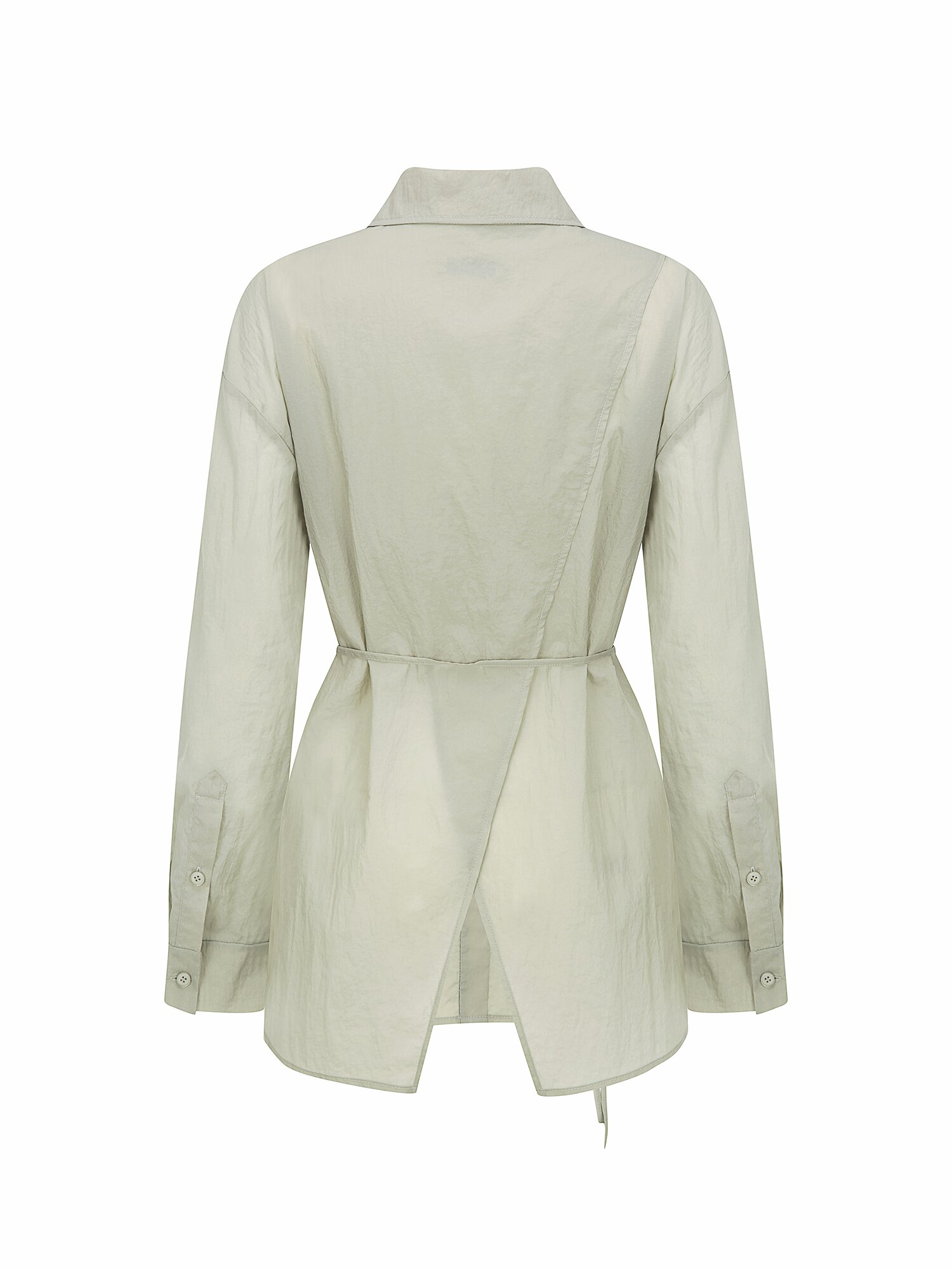 사선 슬릿 투웨이 블라우스 (LIGHT KHAKI)