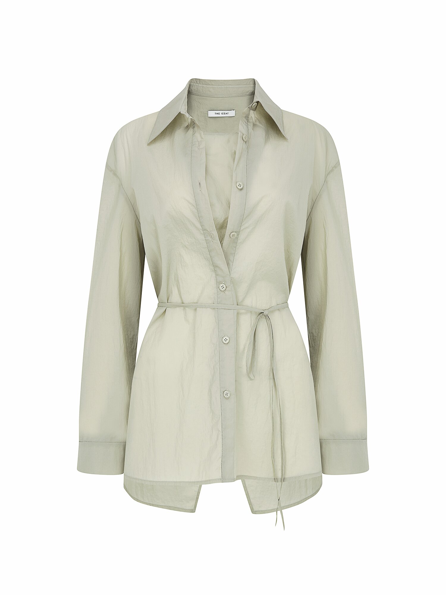 사선 슬릿 투웨이 블라우스 (LIGHT KHAKI)