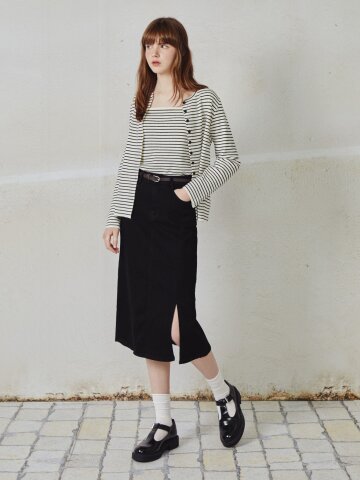 사이드 슬릿 A라인 스커트 