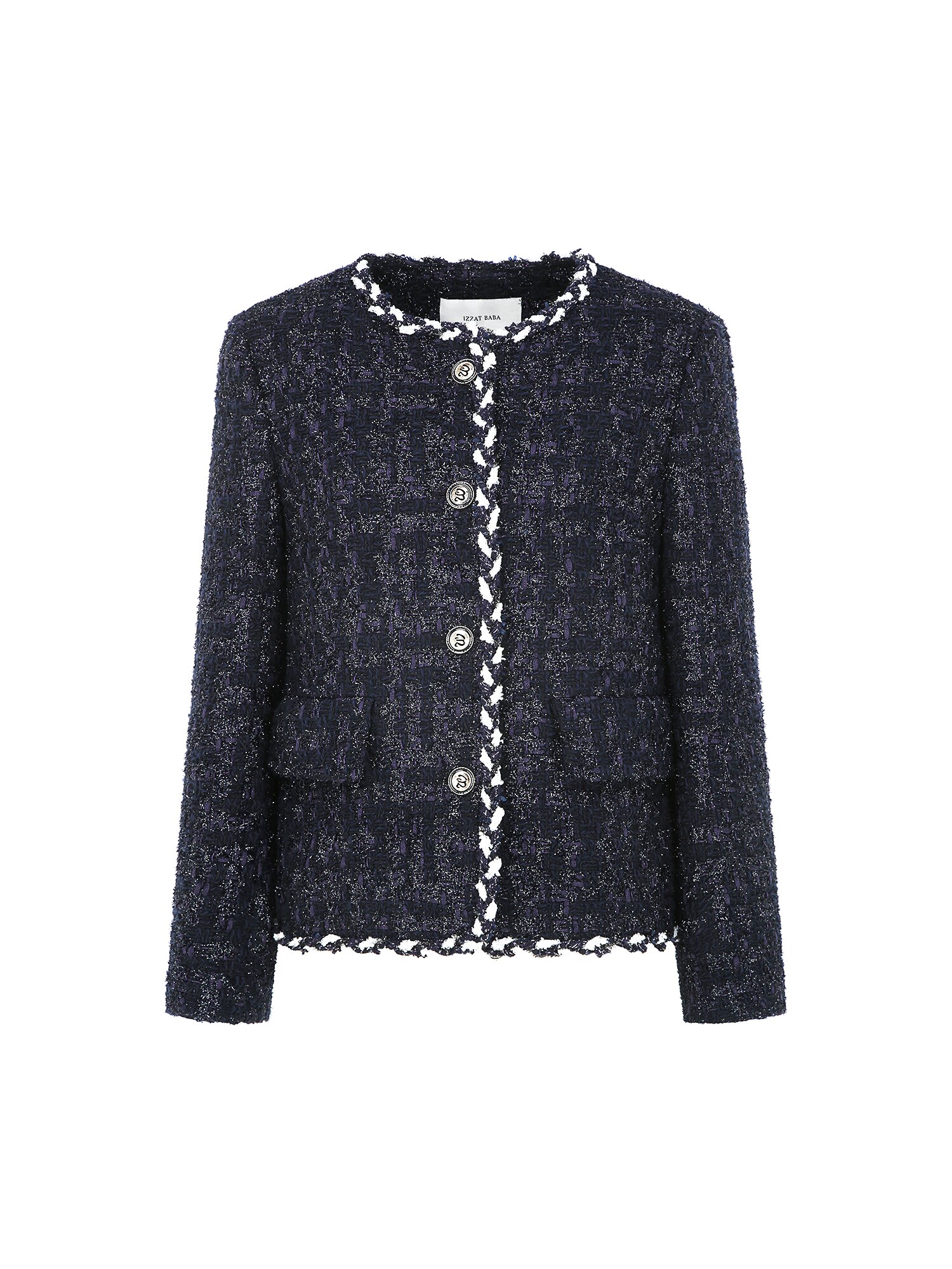 글리터 트위드 브레이드 재킷 (NAVY)