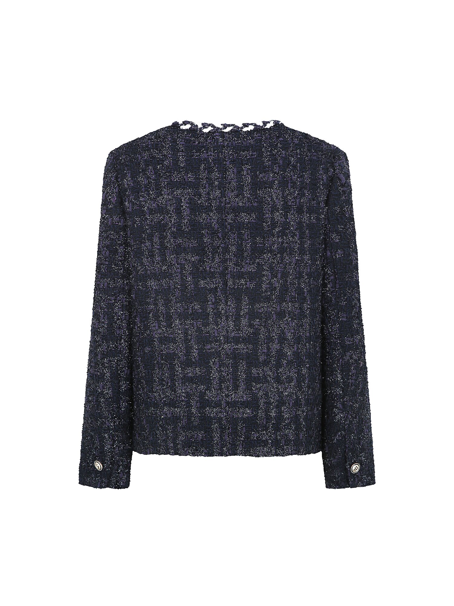 글리터 트위드 브레이드 재킷 (NAVY)