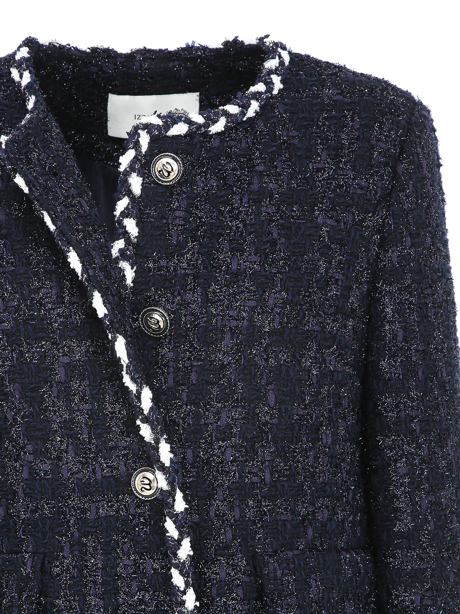 글리터 트위드 브레이드 재킷 (NAVY)