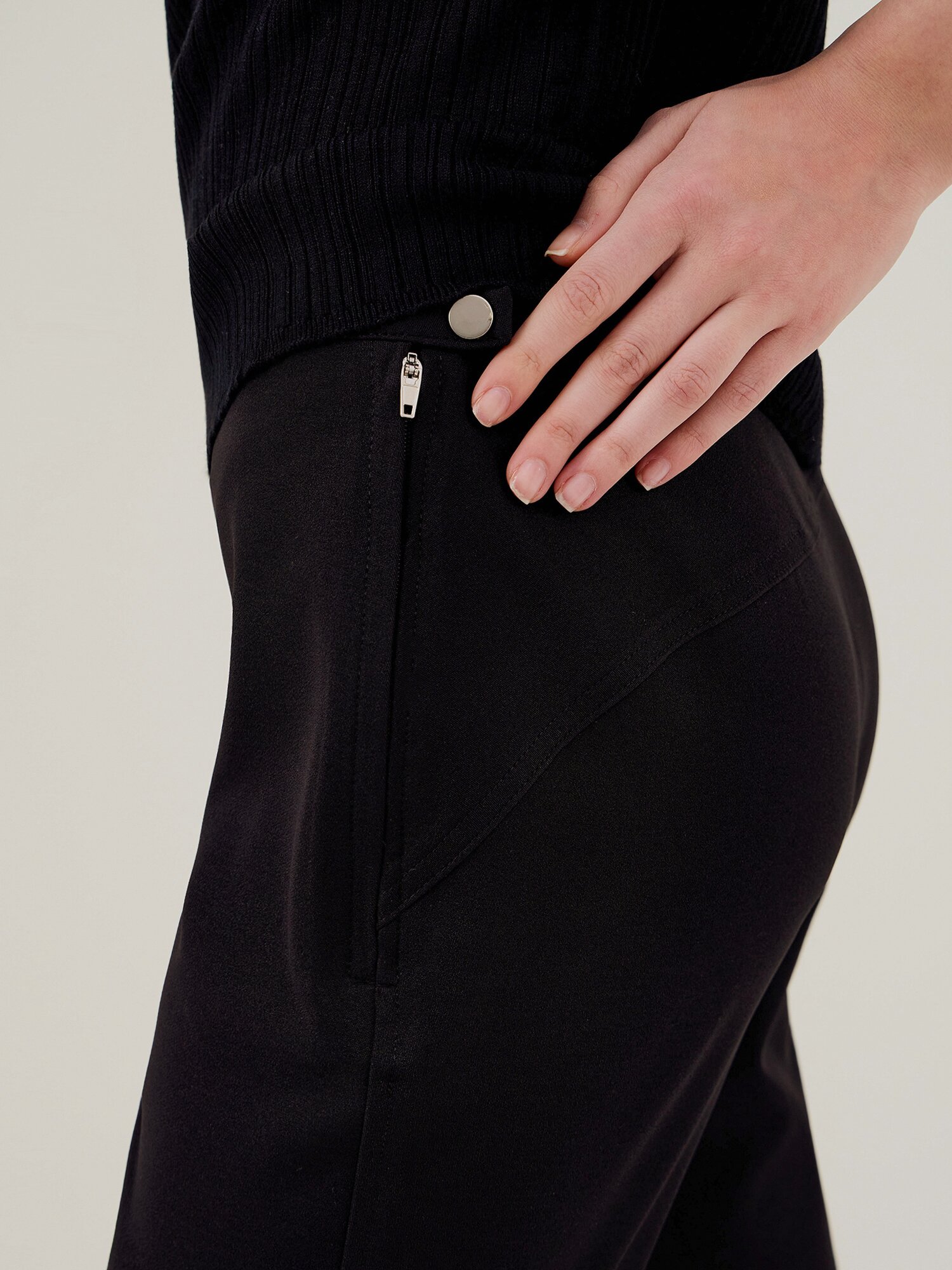 스판 배색 7부 팬츠 (BLACK)