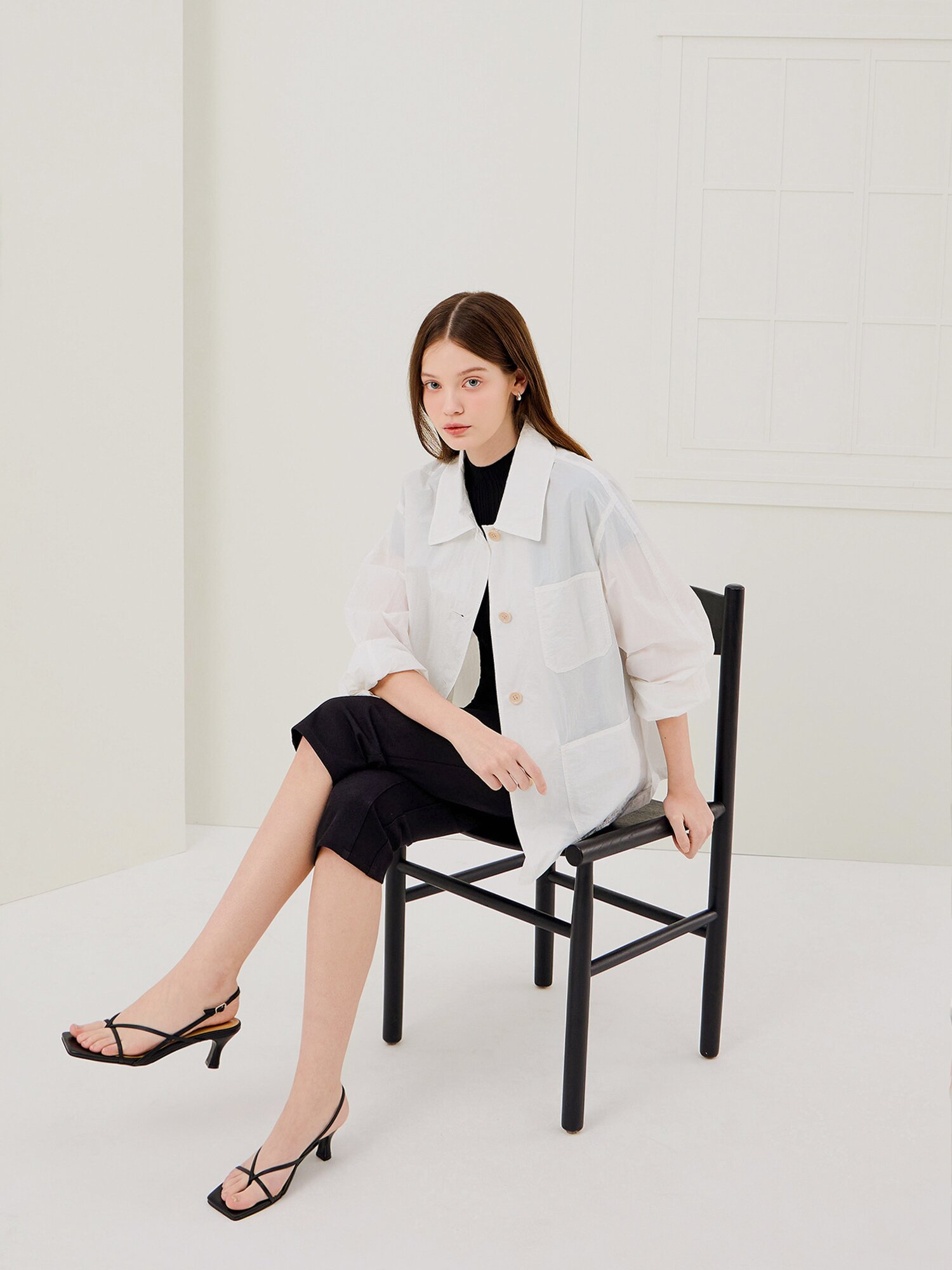 스판 배색 7부 팬츠 (BLACK)