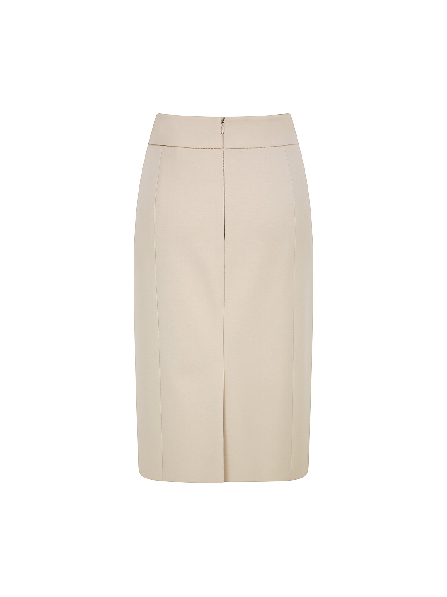 울 스판 H라인 미디 스커트 (BEIGE)
