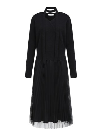 타이 브이넥 랩 니트 +스커트 세트 