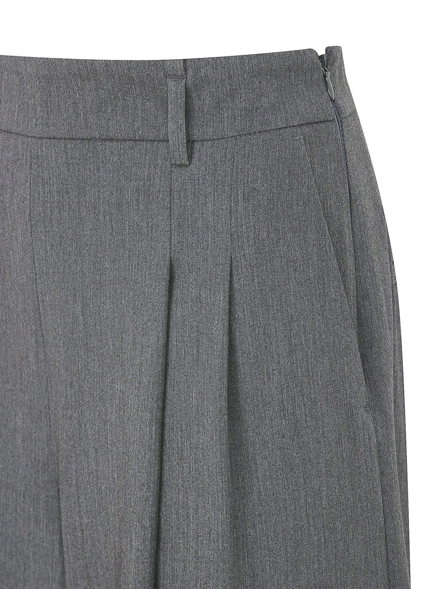 벨티드 울 투턱 와이드 팬츠 (GREY)
