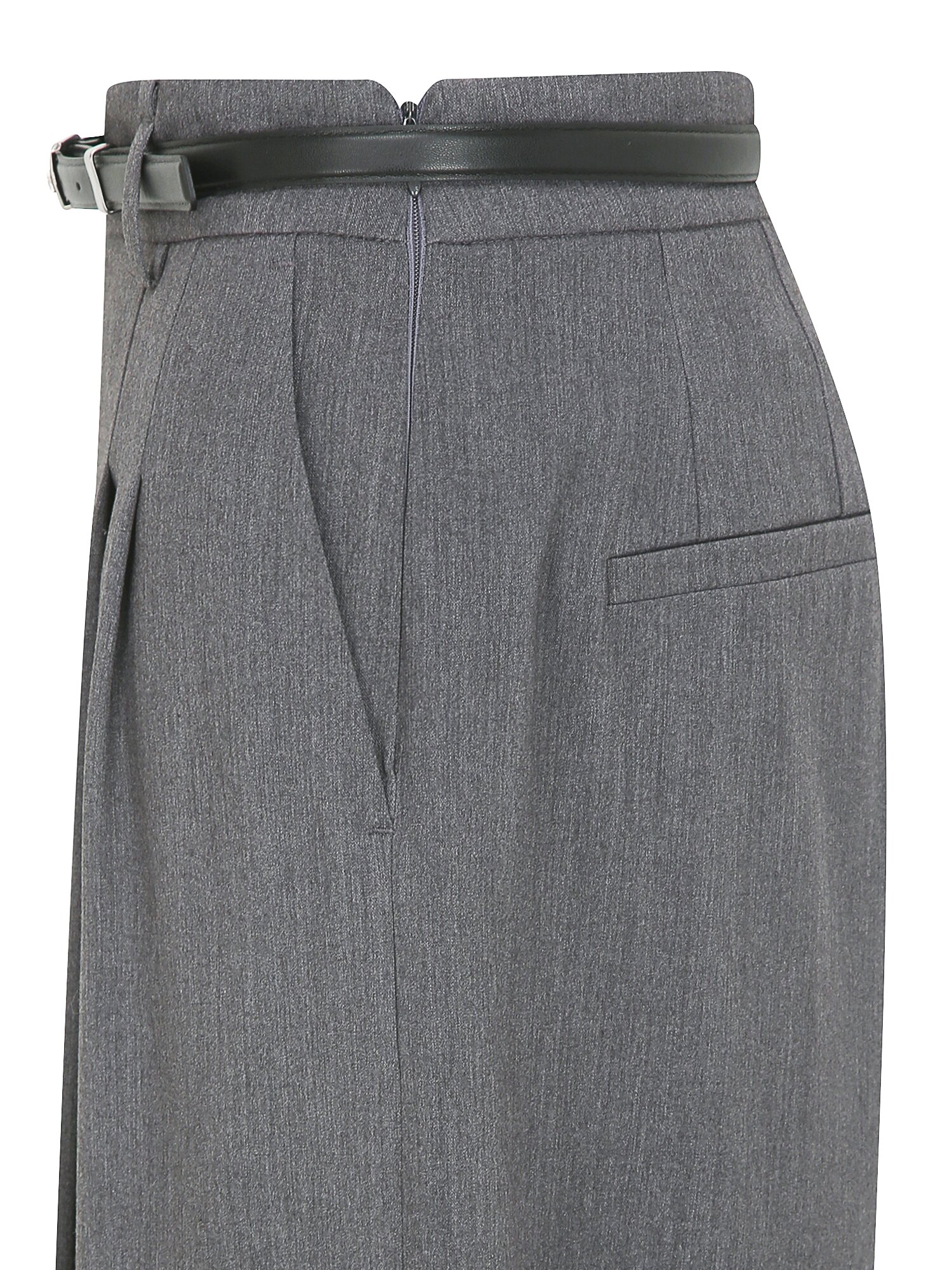 벨티드 울 투턱 와이드 팬츠 (GREY)