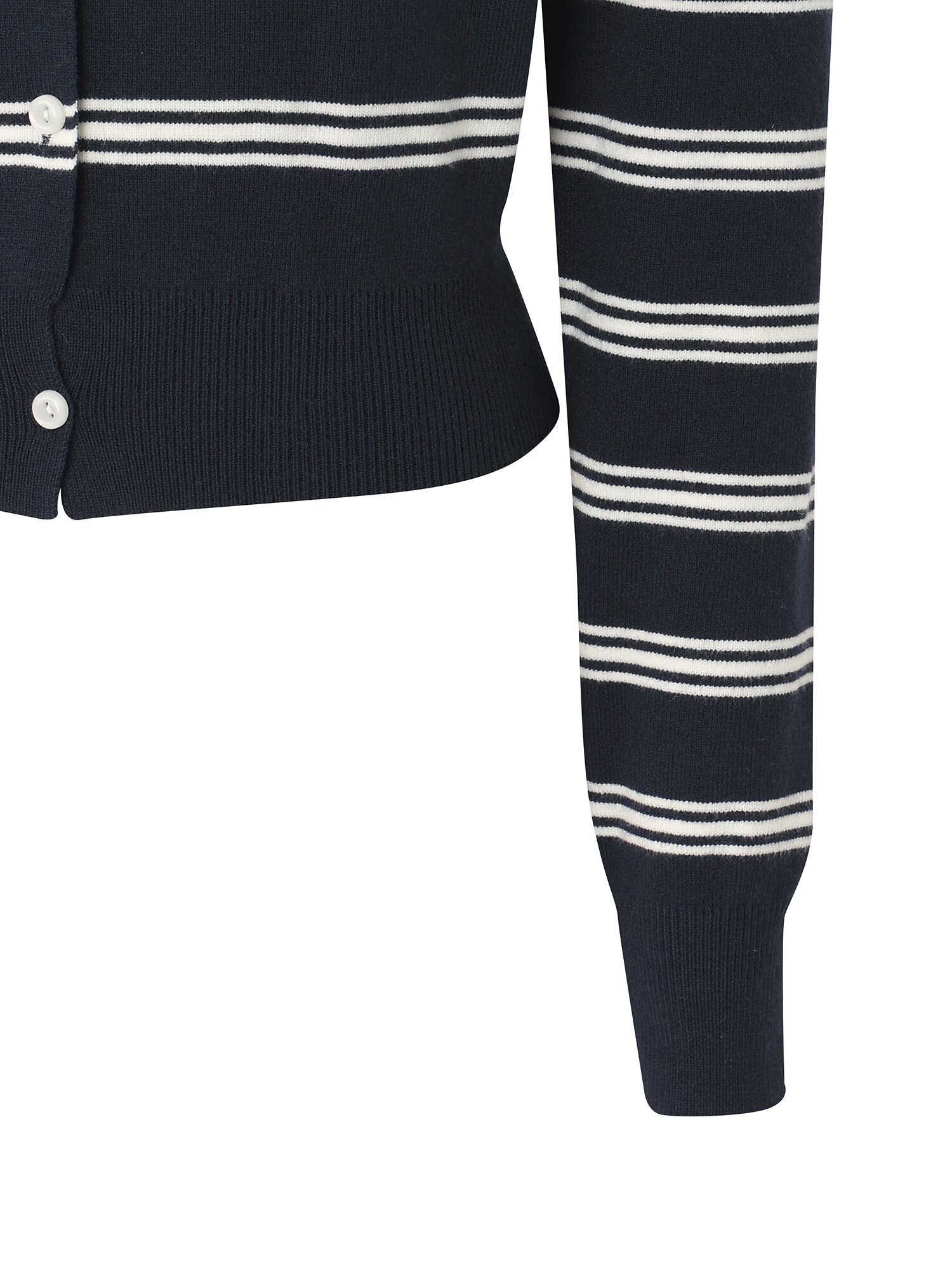 라운드넥 스트라이프 니트 카디건 (NAVY)