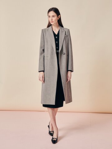 데일리 싱글 브레스티드 롱 재킷 