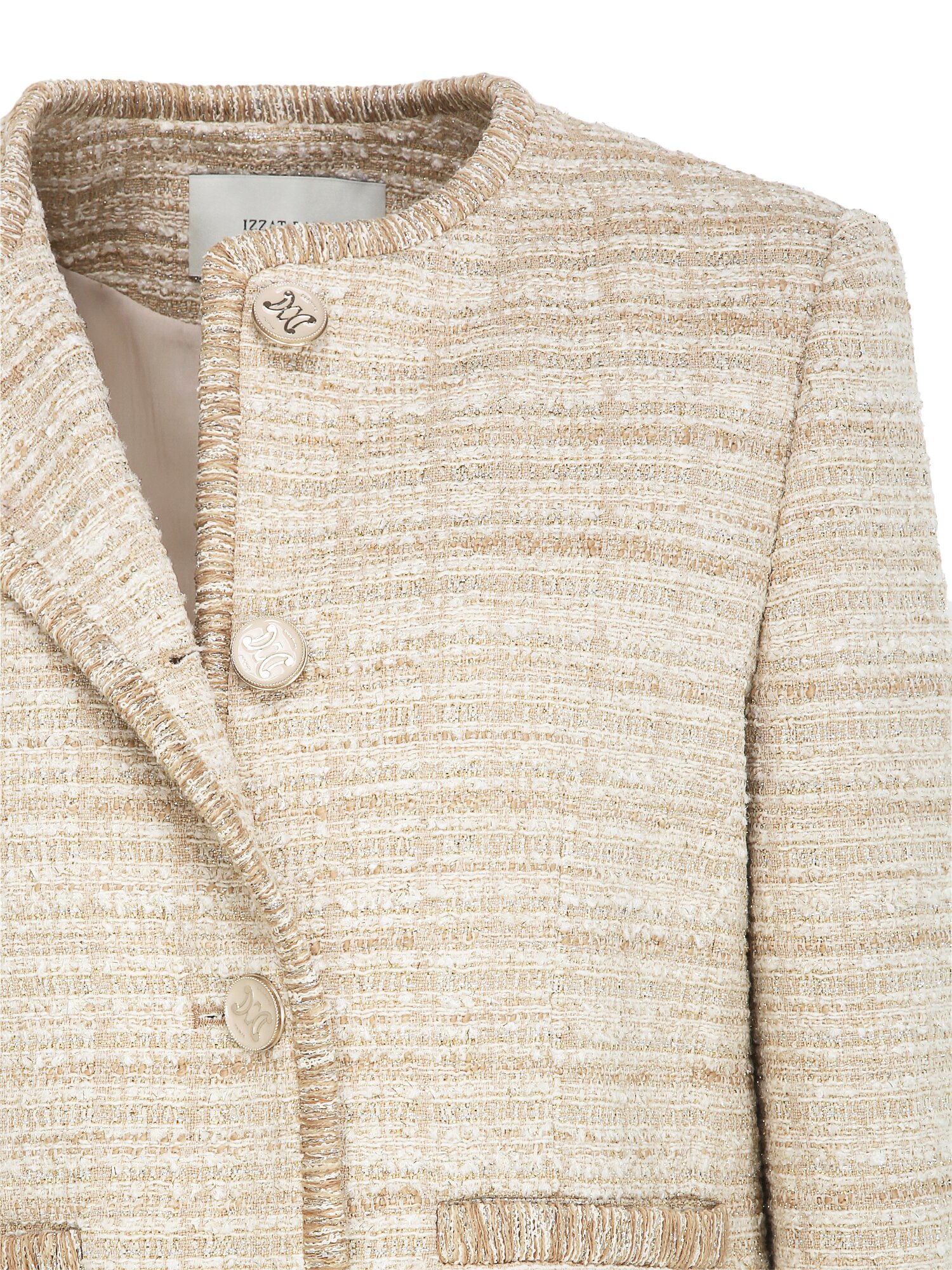 코튼 트위드 라운드넥 크롭 재킷 (BEIGE)