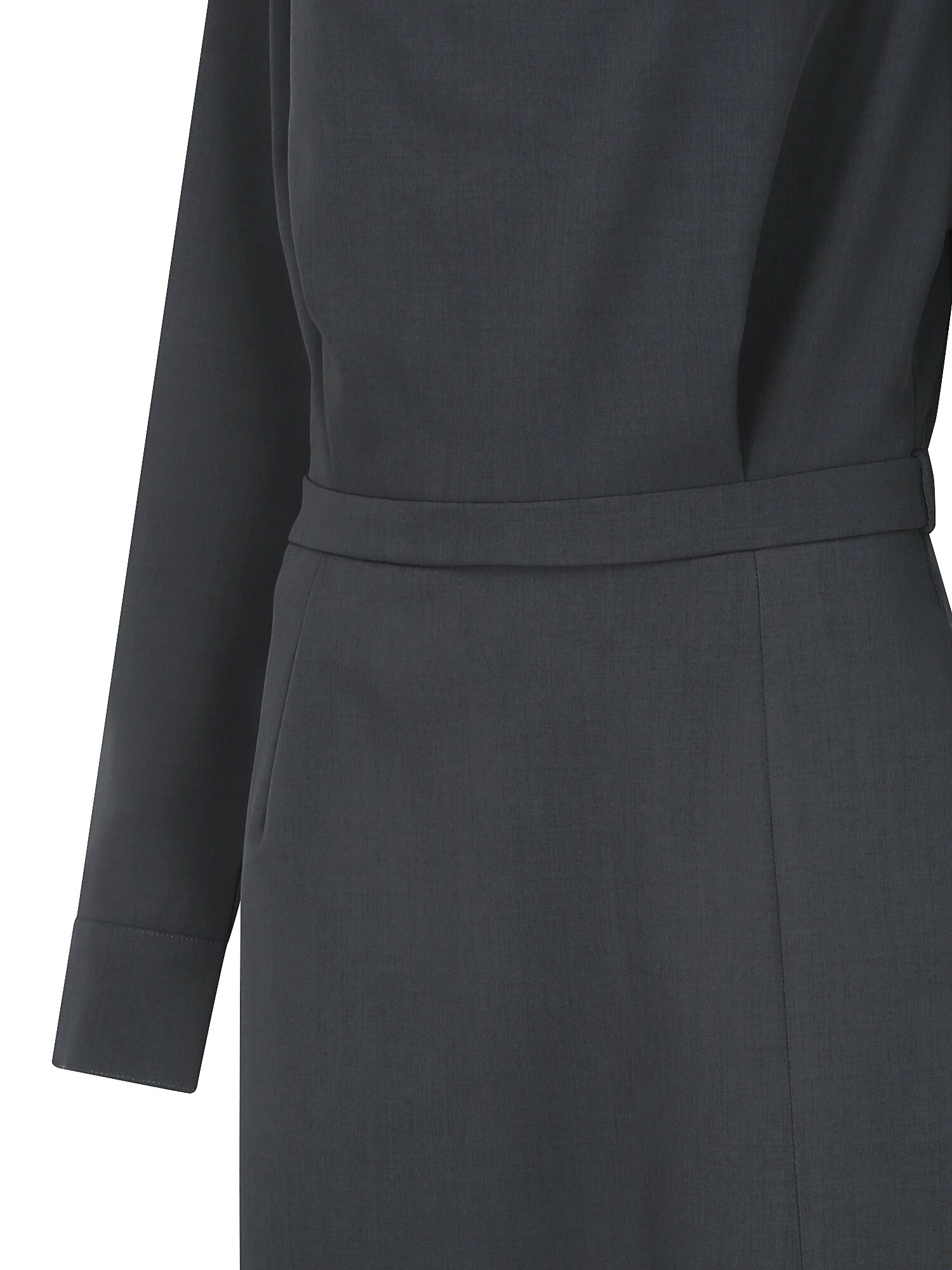 벨티드 카울넥 A라인 원피스 (DARK GREY)