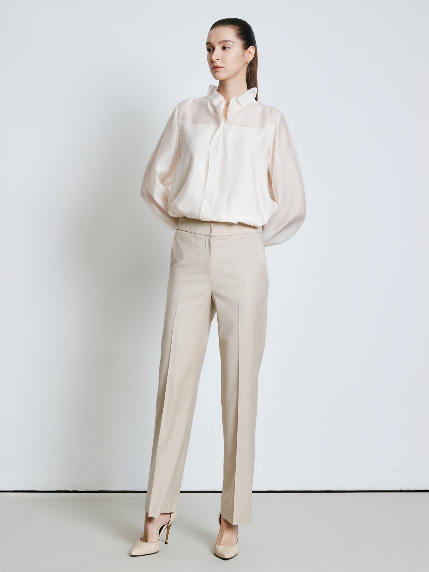 울 스판 세미 부츠컷 팬츠 (BEIGE)
