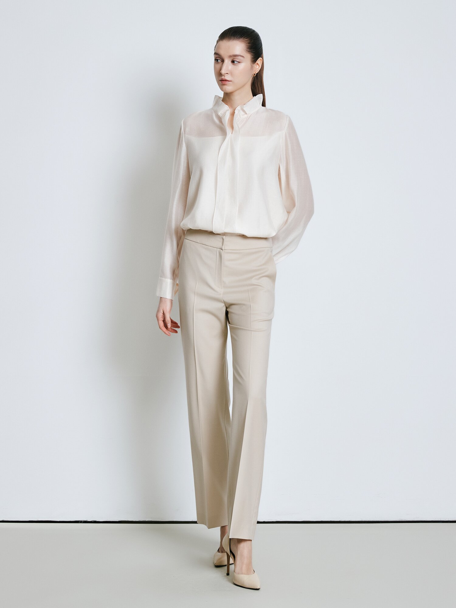 울 스판 세미 부츠컷 팬츠 (BEIGE)