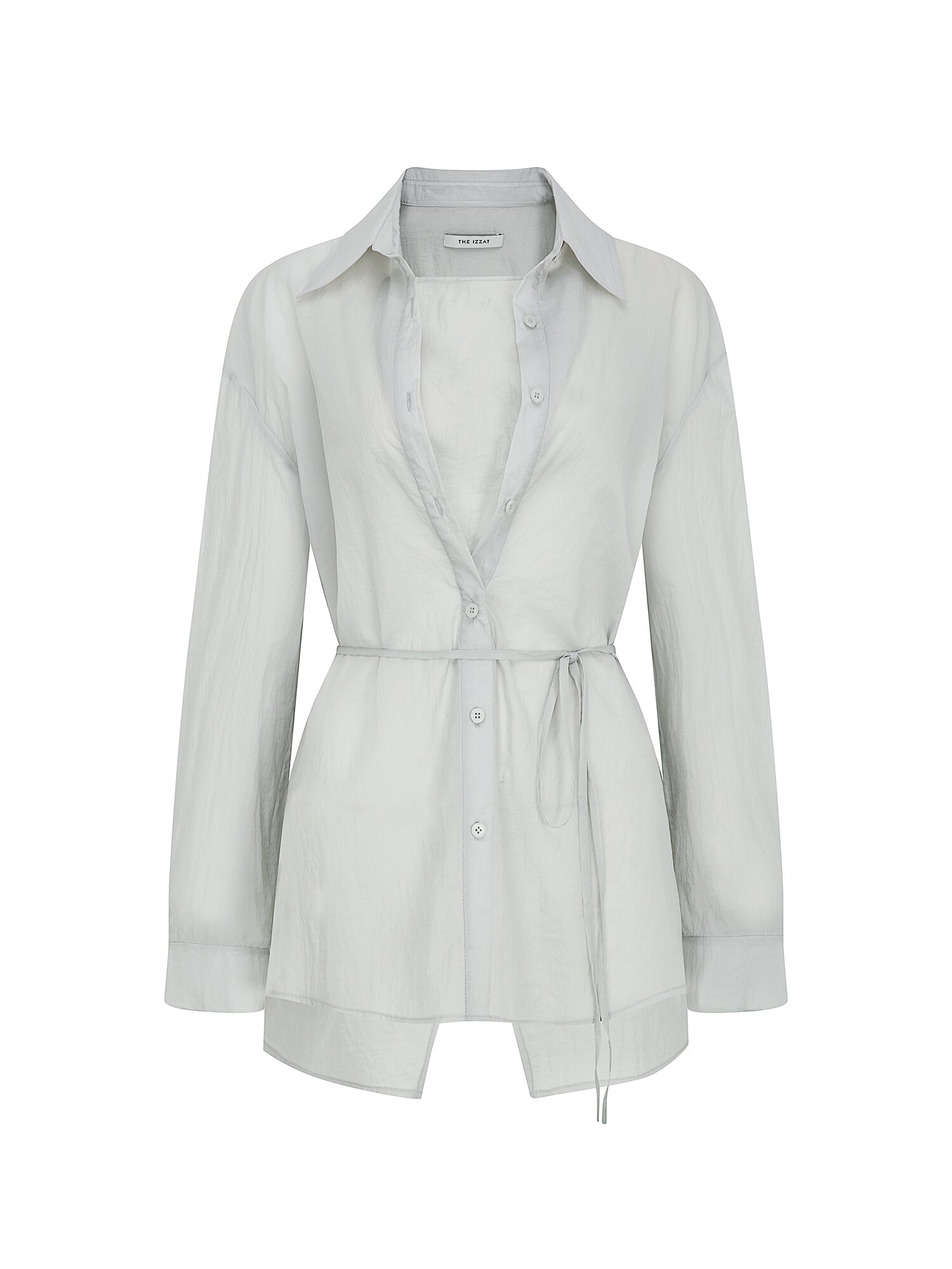 사선 슬릿 투웨이 블라우스 (LIGHT GREY)