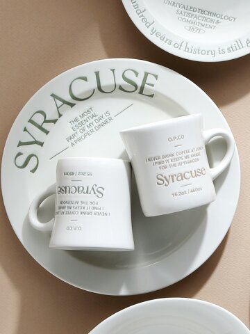 시라쿠스 레터링 오목 머그 420ml 컵 카페 커피