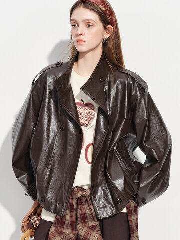WD_Loose glossy leather jacket