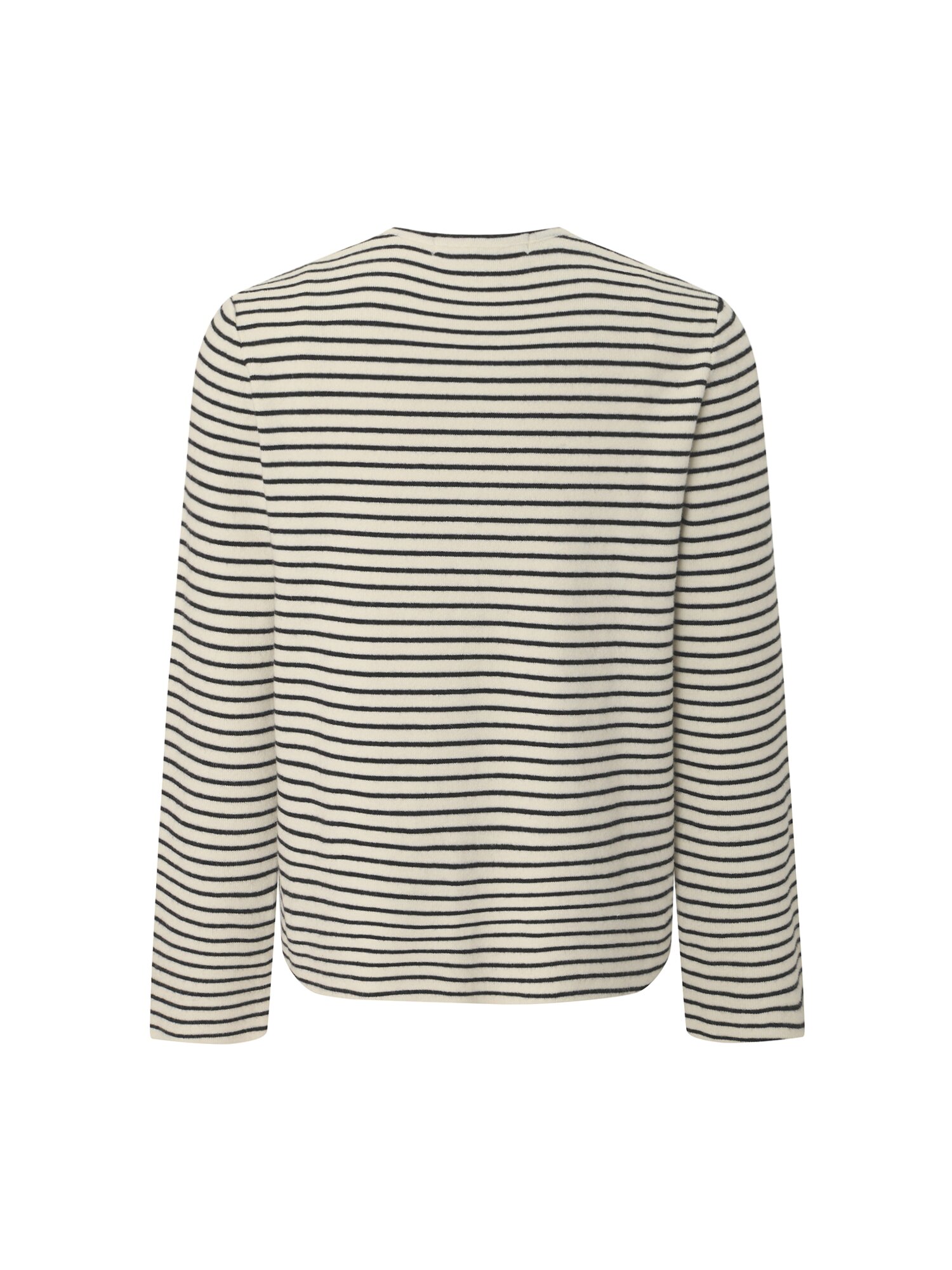 스트라이프 라운드넥 니트 가디건 (IVORY)