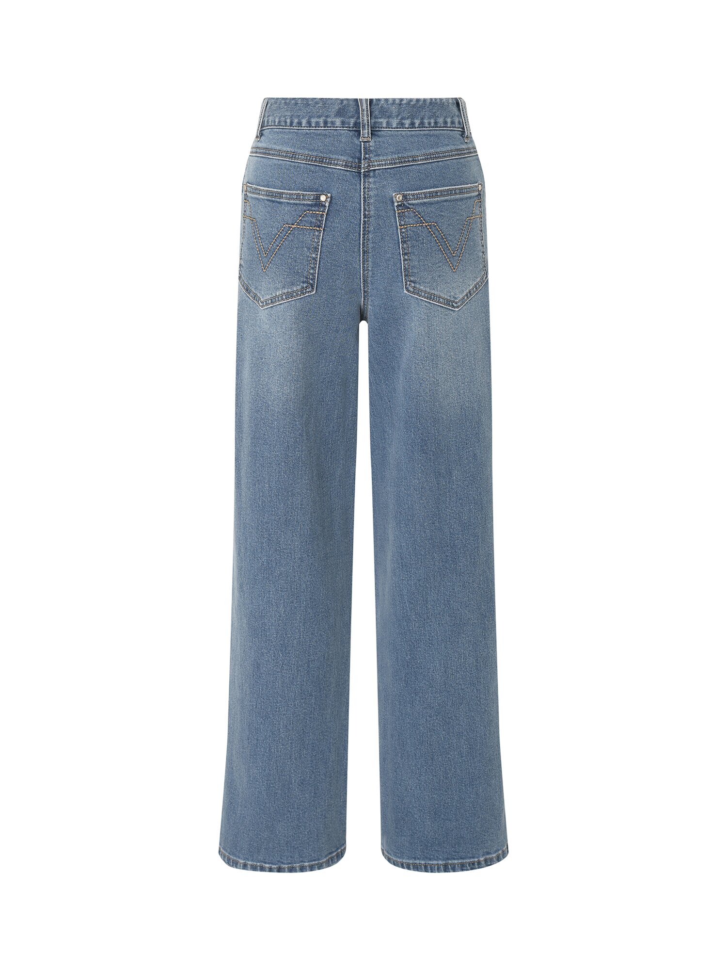 로고 포인트 와이드핏 데님팬츠 (BLUE)