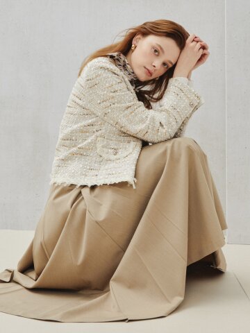 클래식 트위드 프린지 재킷 