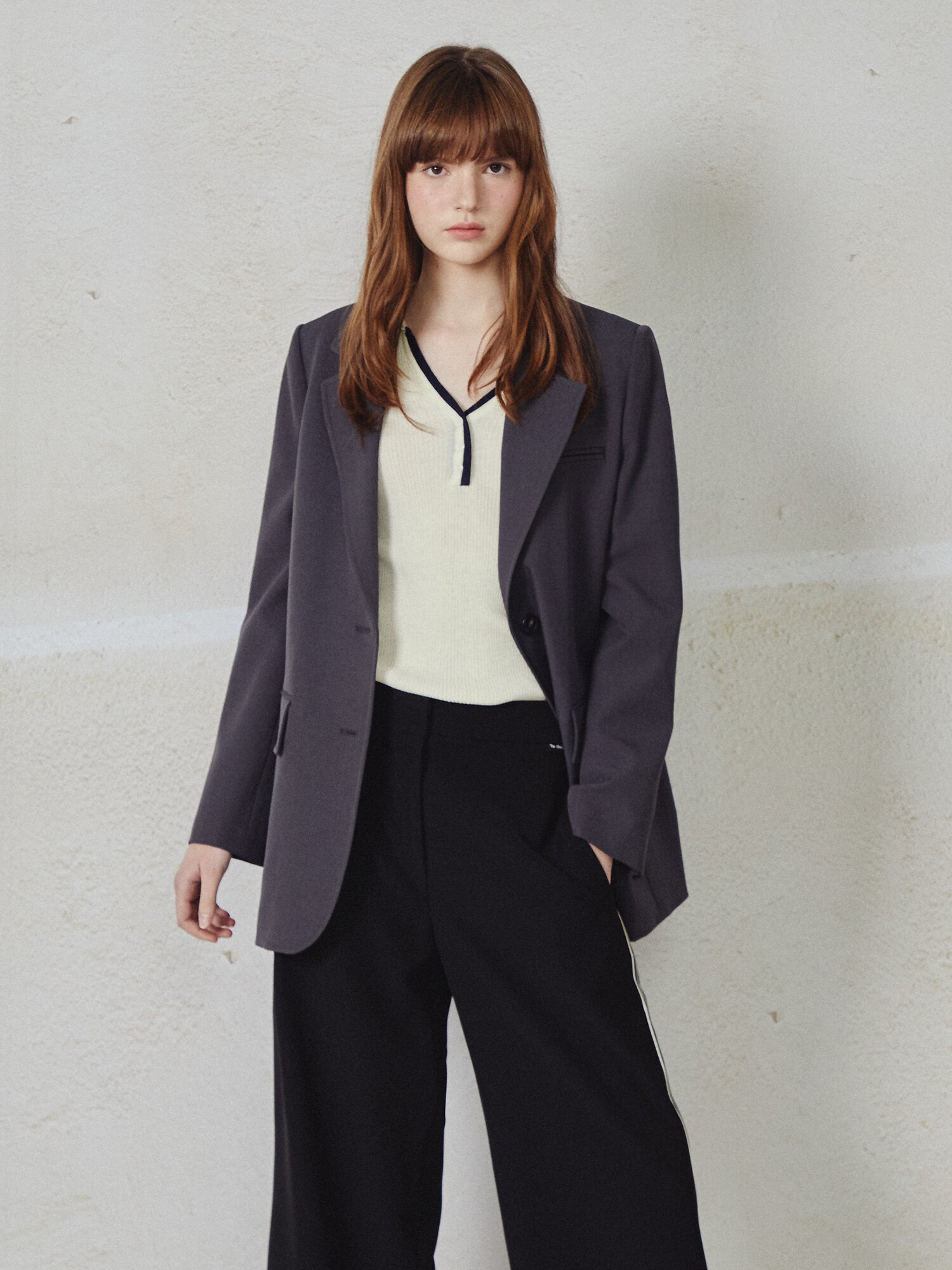 백 슬릿 투버튼 싱글 재킷 (DARK GREY)