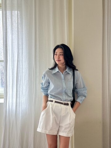 시스루 스트라이프 블라우스 